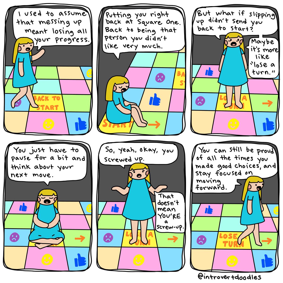 IntrovertDoodle's tweet photo. Hey. We all mess up sometimes. All that hard work you put in? It still counts. All is not lost. Just keep moving forward from where you’re at. You’ve got this. XOXO, Marzi https://t.co/y4CD95wzbz