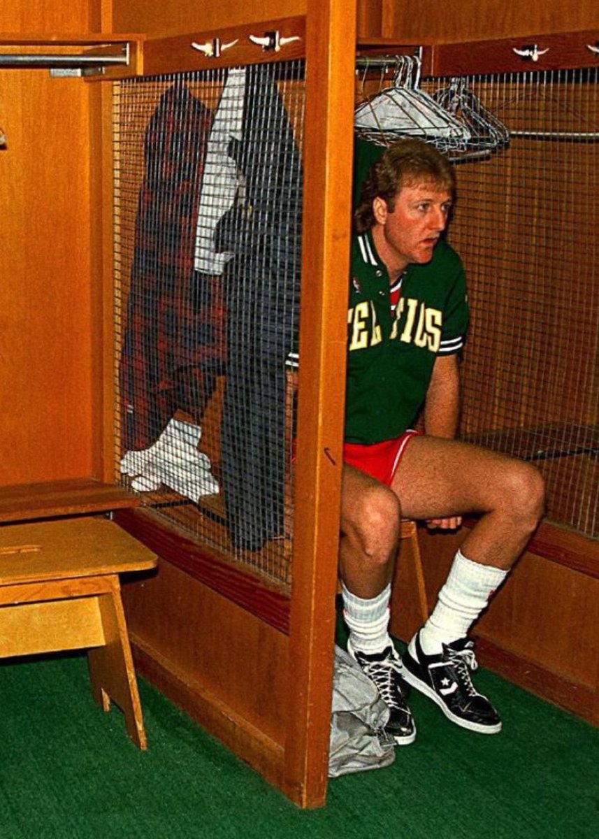 Super70sSports's tweet image. Once a month, Larry Bird would take confessions from those who had sinned against the game of basketball.