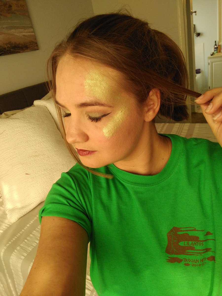 MmeLuckett's tweet photo. Being asked to be sponsor at Trojan Night requires some war paint :) #ahstrojanfam https://t.co/rUoRmXkh0W