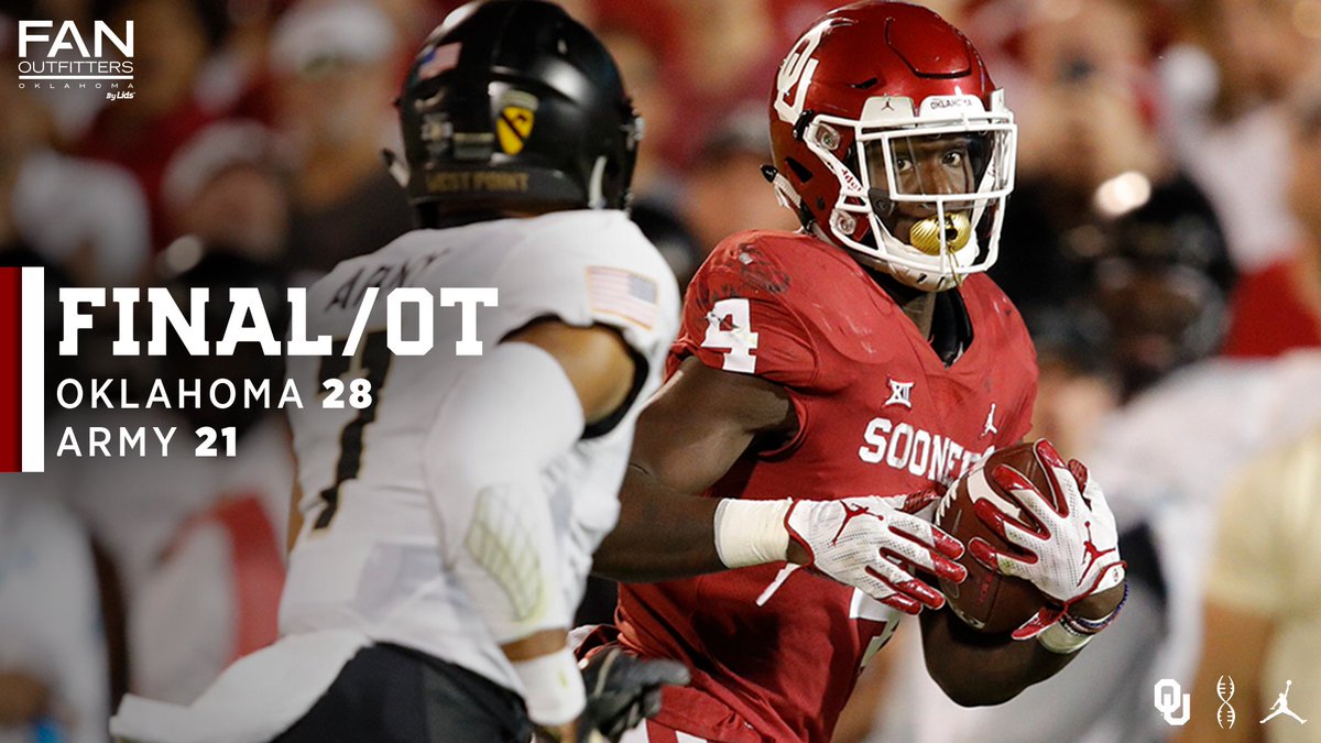 OU_Football's tweet photo. WIN COLUMN #Sooners!

Oklahoma defeats Army West Point in OT. 

🔗https://t.co/oIIKcN1mVM https://t.co/OXKvNVxvbs