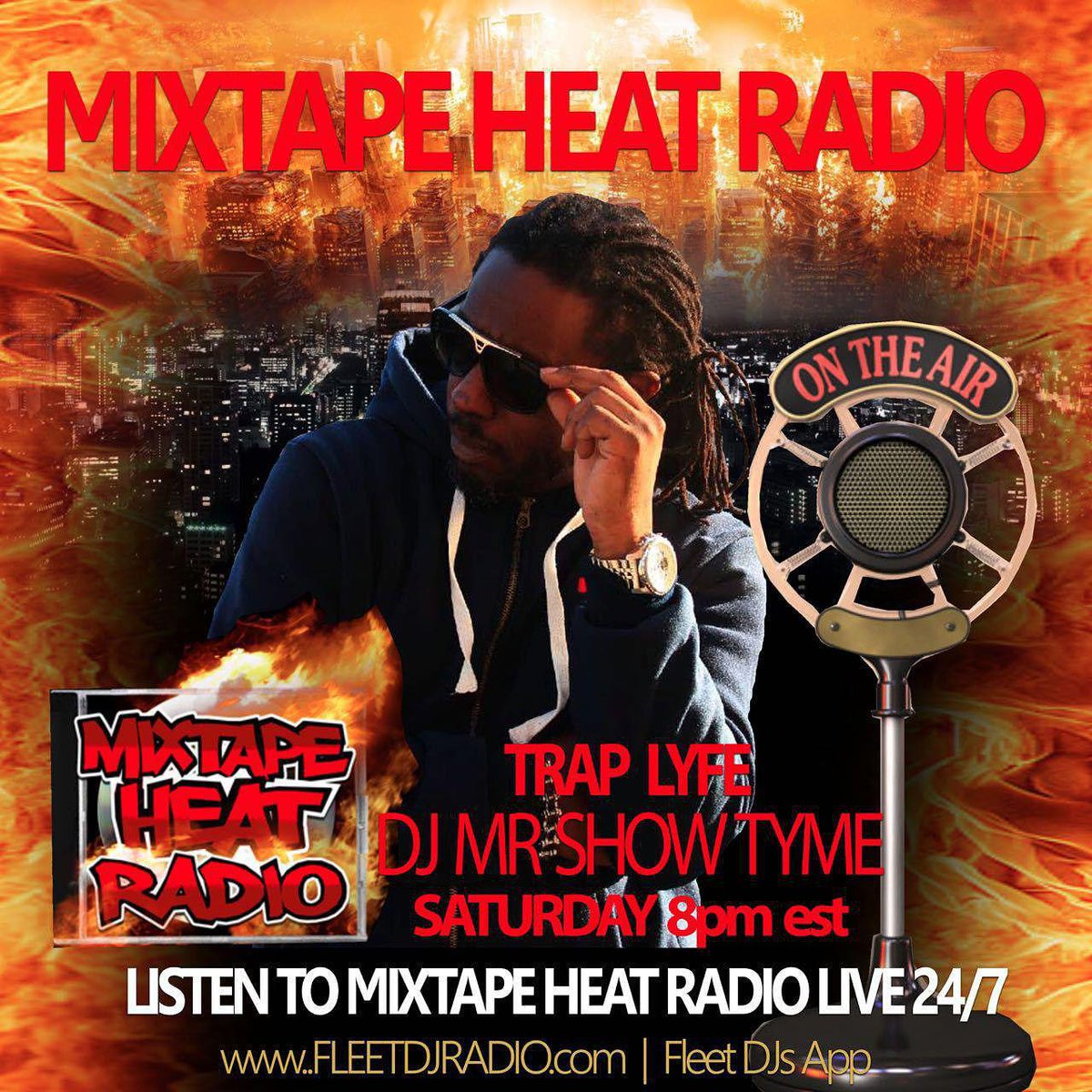 8pm every sat night  it goes down with <a href="/dj_mrshowtyme/">showtymemusicgroupllc@gmail.com</a> on mixtapeheat radio. Listen on fleetdjradio.com or download fleet djs app or mixtape heat app .  radio
