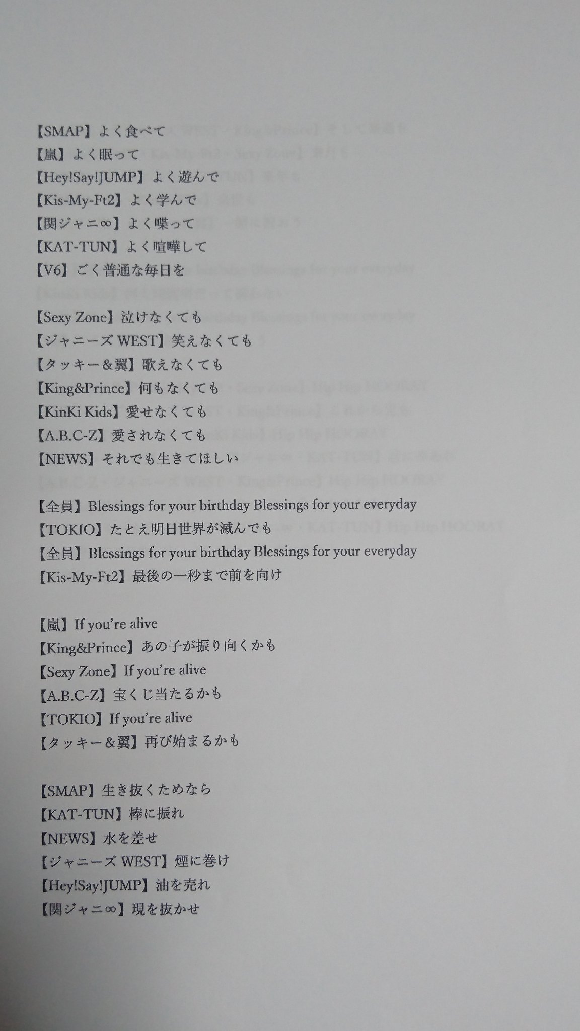 ティアラ 7 Dream V Twitter ジャニーズとボカロ 最近 Blessing という曲を聴いてるんだけど これジャニーズ全gに歌ってほしい 歌詞とパート割はこちら Smap Tokio V6 Kinkikids 嵐 タキツバ News 関ジャニ Kattun Heysayjump キスマイ
