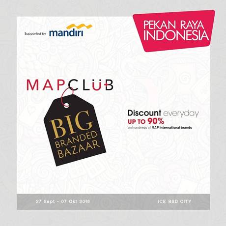 infojakarta's tweet photo. MAPCLUB Big Branded Bazaar 2018 akan hadir di PRI 2018! Discount hingga 90% brand MAP & tambahan benefit untuk Mandiri Debit & Mandiri CC.
Belum jadi member? daftar sekarang di https://t.co/DpSfOKbOm1
update terus dgn follow @mapclub.id
#PRI2018 #PRI2018MakinSeru #MAPCLUB https://t.co/6Pg8o75xuA