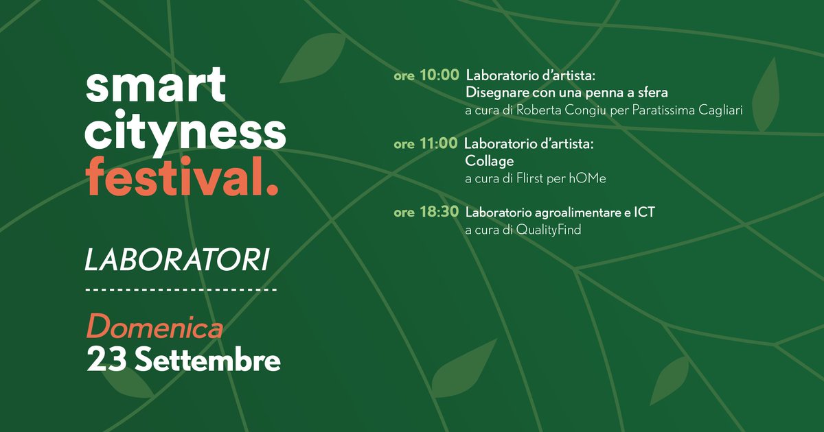 Buona domenica amici :) Vi aspettiamo a #smartcityness2018 per una giornata fuori dal comune. Ecco il programma dei laboratori e dei meeting di oggi