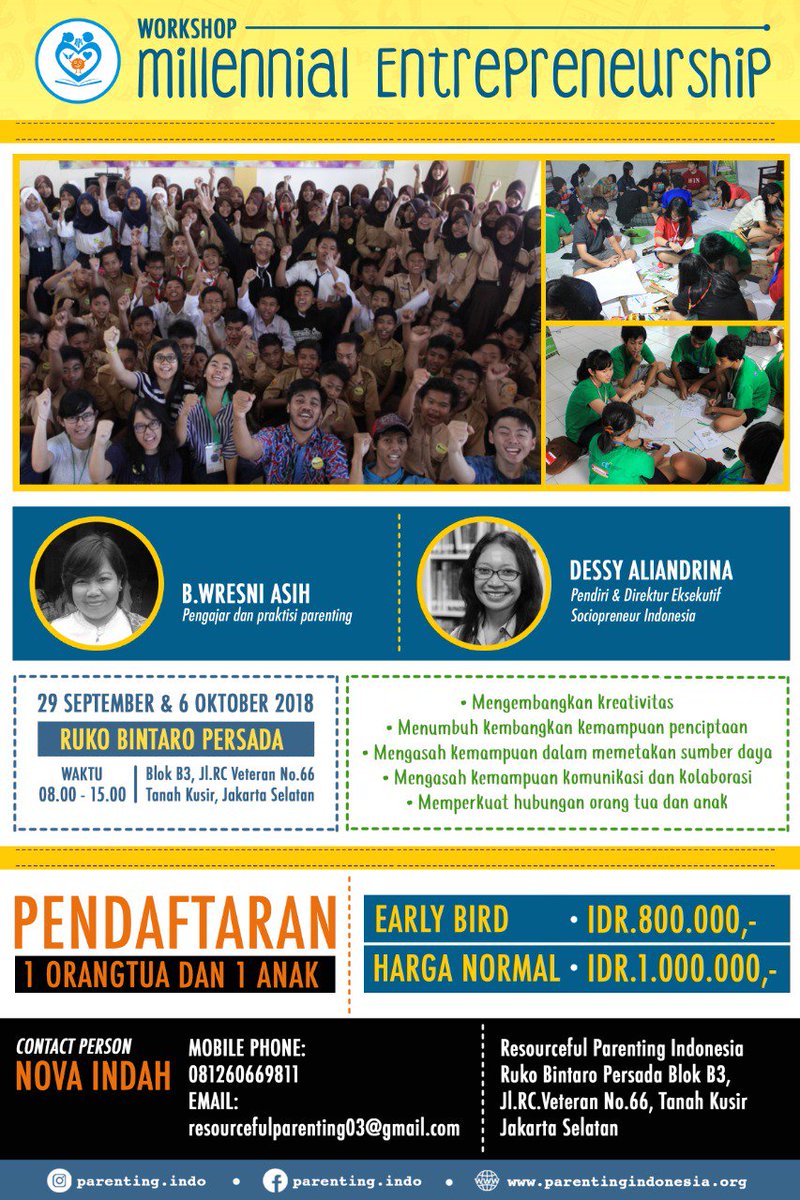 Workshop Millenial Entrepreneurship, bagaimana mempersiapkan Orang Tua dan Anak (Siswa SMA) dalam menghadapi Industri Revolusi 4.0...

#parenting #parentingindonesia
#industri40 #jakarta #workshop #orangtuahebat #orangtuahebat