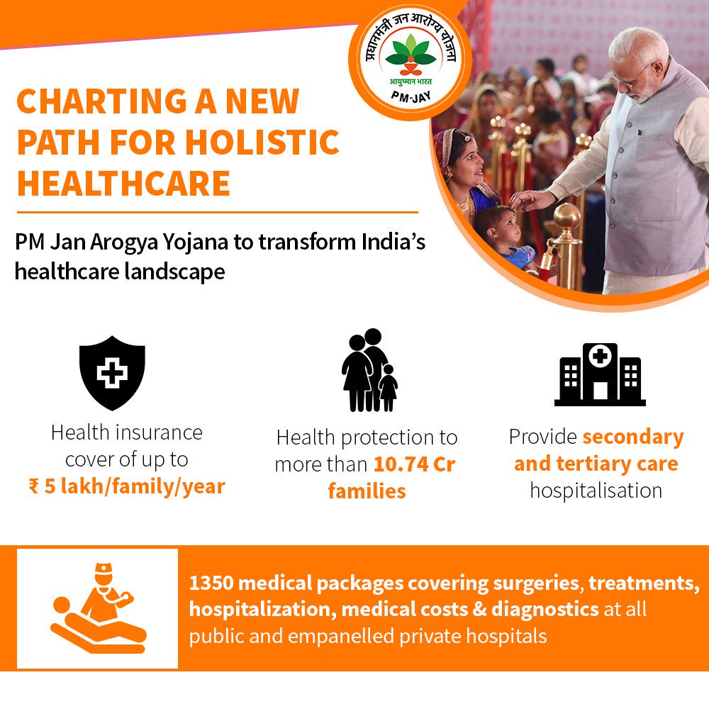 manoharparrikar's tweet photo. Congratulations to PM Shri @narendramodi ji on launching #AyushmanBharat #PMJAY, the world’s largest Government initiated health insurance scheme. Yet another historic achievement of Modi Govt. that will cater to the healthcare needs of more than 10 crore families in India. https://t.co/fctpoNdhIW