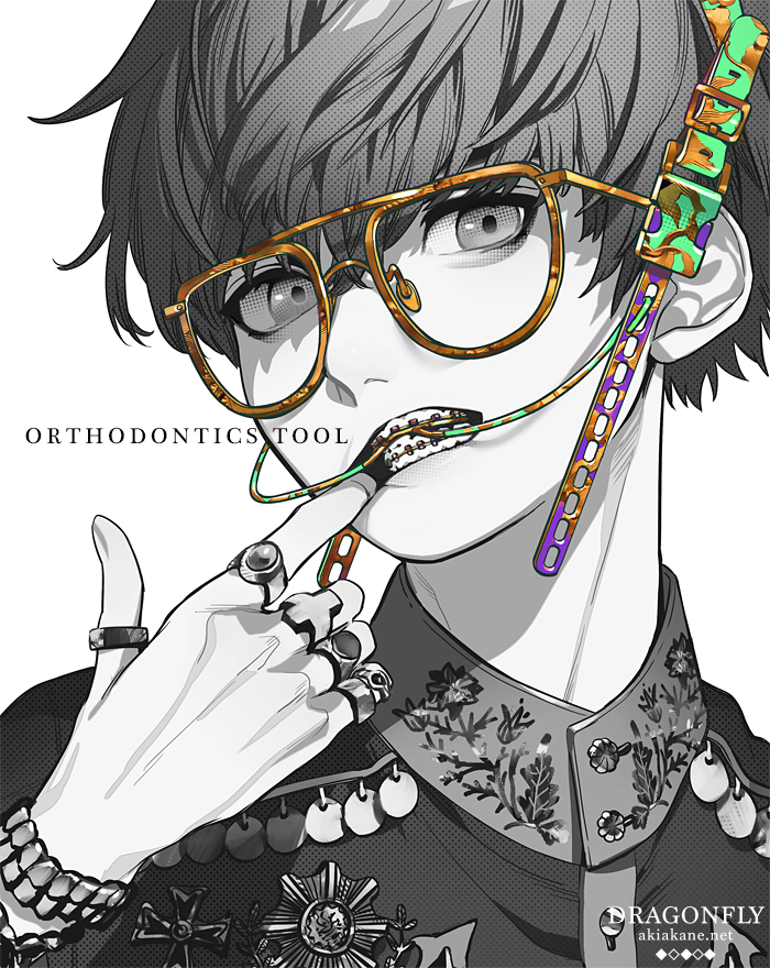 ring solo jewelry glasses 1boy male focus looking at viewer  illustration images