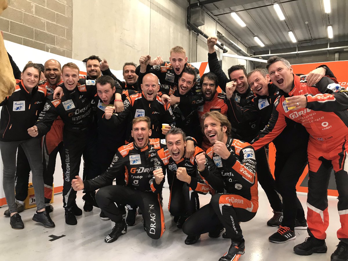 JeanEricVergne's tweet photo. We are the Champions (again) 🏆! Thank you @Roman_Rusinov @AndreaPizzitol1 @GDrive_Racing !! Still one race to go! #JEV #Champions #GDrive @DragonCoin https://t.co/gUEiWyiHx0