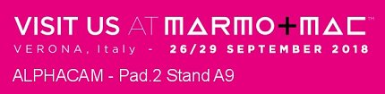 alphacam_italia's tweet image. Dal 26 al 29 Settembre 2018 Alphacam sarà presente presso la fiera Marmomacc di Verona (Hall 2 Stand A9) per presentare le ultime novità legate alla lavorazione del Marmo .