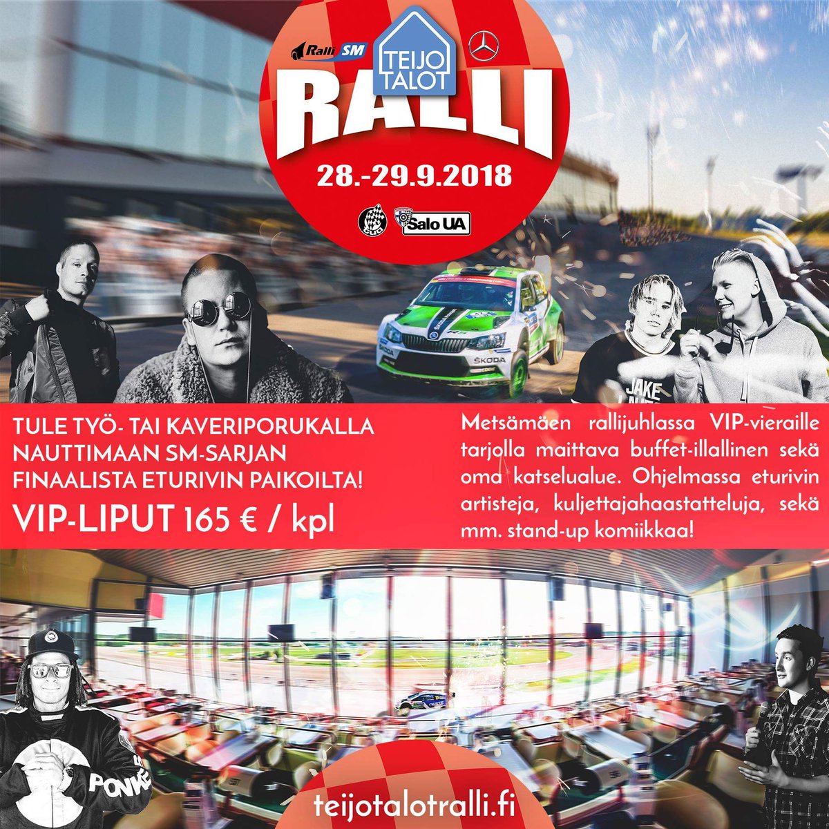 LRRalli's tweet photo. Metsämäki VIP - koe huikea show &amp; dinner elämys! Lisätiedot ja aikataulu https://t.co/XINZUkMfUW #rallism #teijotalotralli #vip https://t.co/EuvJwZsbLp