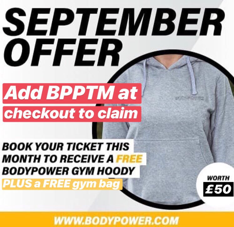One week left to get a FREE #bodypower Hoodie AND a FREE #bodypower Gym Bag...!

Enter #freegift code BPPTM at checkout 

#bodypowerexpo #bodypowerexperience #FitnessModel #fitspo #gymmotivation #gymlife #fitfam