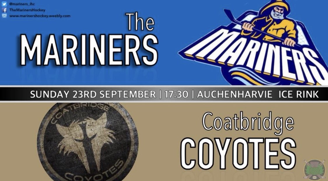 🏒 Mariners A v <a href="/CbridgeCoyotes/">Coatbridge Coyotes 💛🖤</a> 
🗓 Sunday 23rd September 
🕞 17:30 faceoff
🏟 Auchenharvie ice rink
🎟 Free
#allaboard