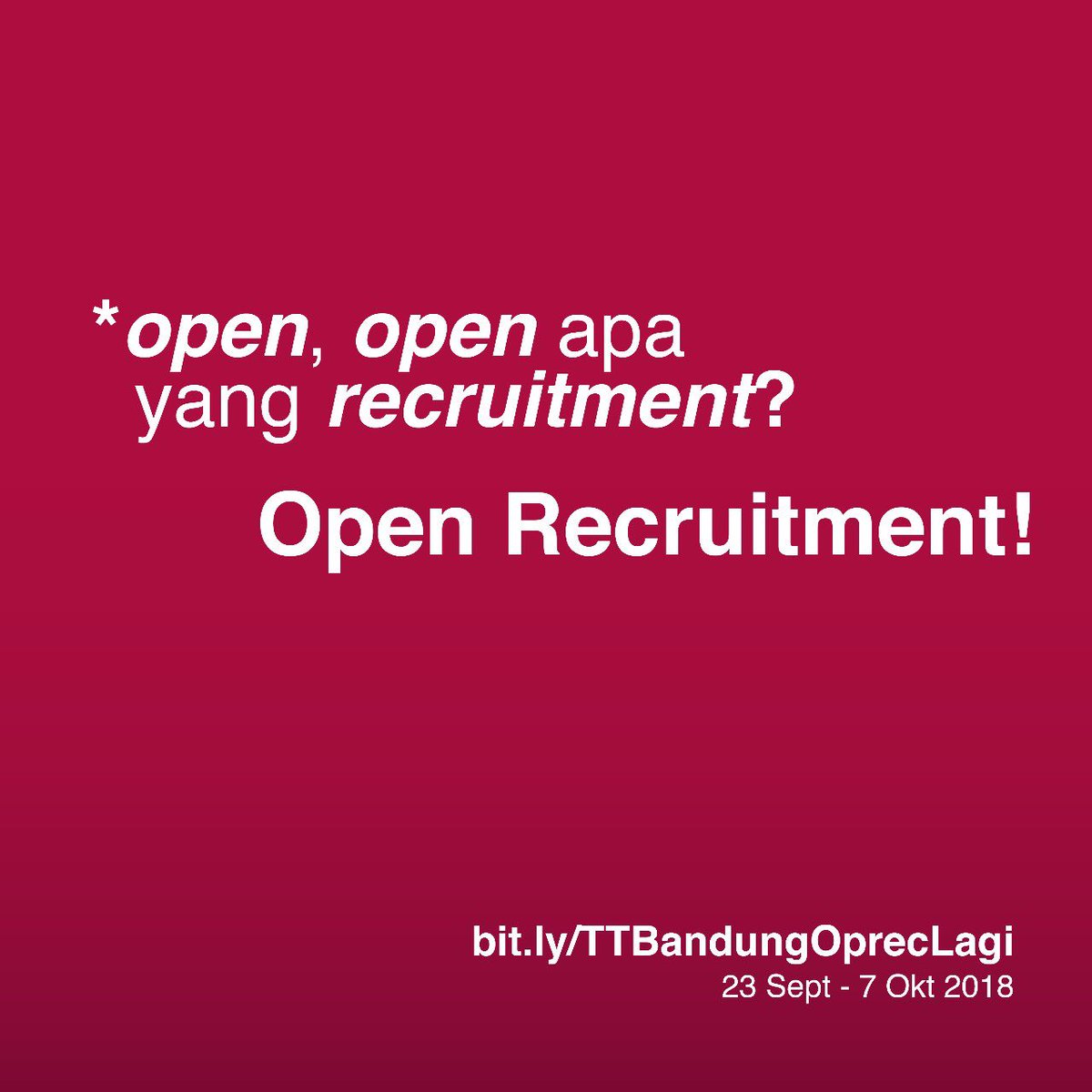 Apa lagi sih, nungguin apa? Hayu turun tangan.
bit.ly/TTBandungOprec…