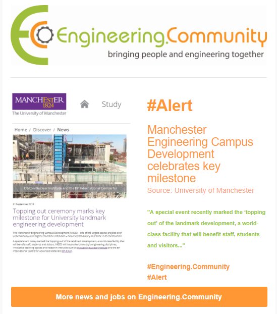 #Alert: Manchester Engineering Campus Development celebrates key milestone
Source: University of Manchester
manchester.ac.uk/discover/news/…

Join: Engineering.Community

#Engineering
#MECD
#UniversityofManchester

@uom_mecd
@UoMSciEng
@School_of_MACE

#RT