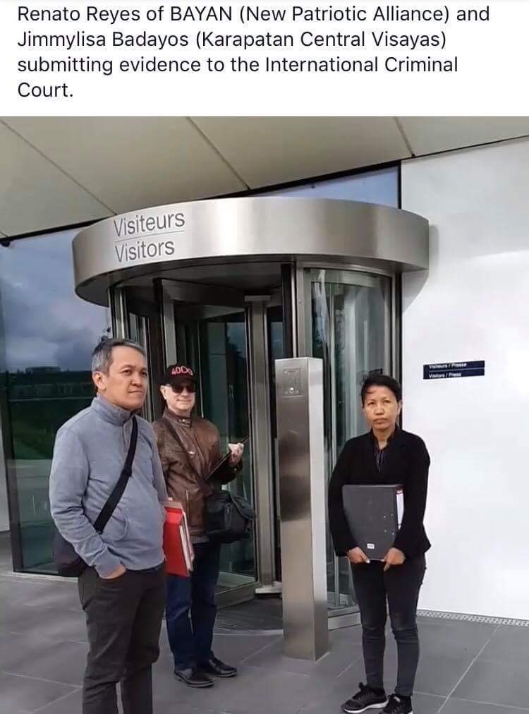 DabawenyaRants's tweet photo. Renato Reyes at ICC to submit evidence against PRRD. And who funded that trip? Your guess is as good as mine. #NoToDestabilization #WeLovePRRD https://t.co/PWCb52XU7S