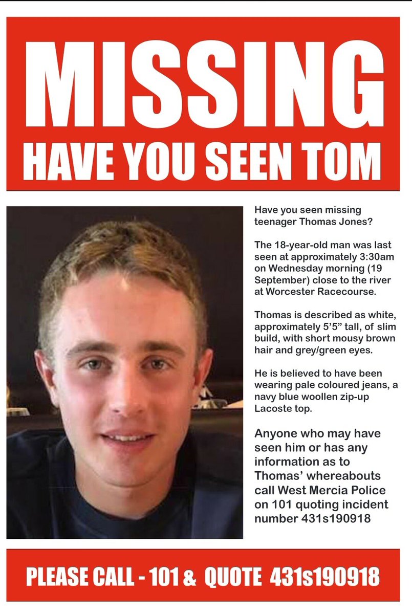 Please, if you have any information about Thomas Jones please get in touch with the police.