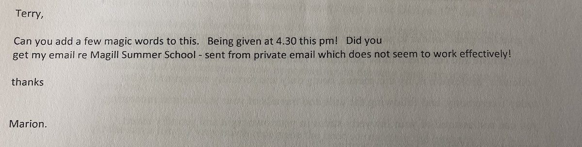 Special adviser to  #FrancesFitzgerald looks for  #TerryProne to sprinkle some “magic words” into a speech for summer school. Also says there’s been email issues: