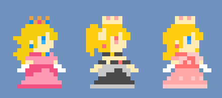 ついでにこれも。 キャラマリオ風クッパ姫、キノピーチ(一番左のやつは