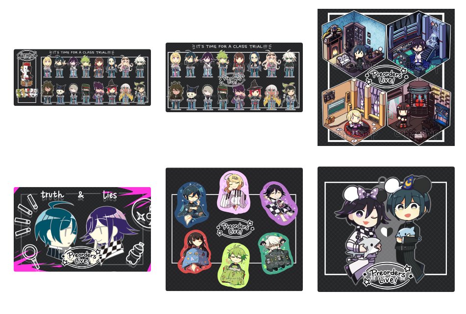 Roirence's tweet photo. Hi folks, the store is now back up with preorders for previously sold out Banana Fish charms and New Danganronpa v3 merch! We still have left over stock on our other items too please check it out, RTs always greatly appreciated 💕
https://t.co/H3A4pSYqi3 https://t.co/5qT1DxZZrF