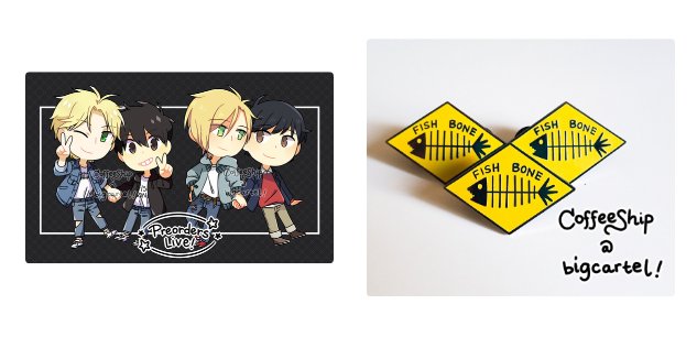 Roirence's tweet photo. Hi folks, the store is now back up with preorders for previously sold out Banana Fish charms and New Danganronpa v3 merch! We still have left over stock on our other items too please check it out, RTs always greatly appreciated 💕
https://t.co/H3A4pSYqi3 https://t.co/5qT1DxZZrF