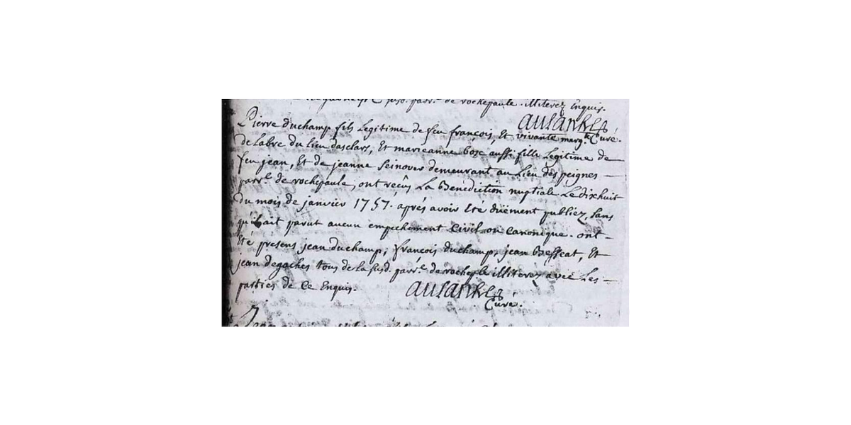 LDGenealogie's tweet photo. #1J1Collatéral #BOSC Marie Anne épouse de #DUCHAMP Pierre, demie-soeur de mon aïeule #CHAZOT Catherine épouse de François #DUCHAMP, elles sont soeurs utérines car le père de Catherine, Antoine meurt en 1729.  Pierre &amp; François qui sont tous deux frères, elle meurt ce 23/09/1789. https://t.co/wmrjWmorBJ