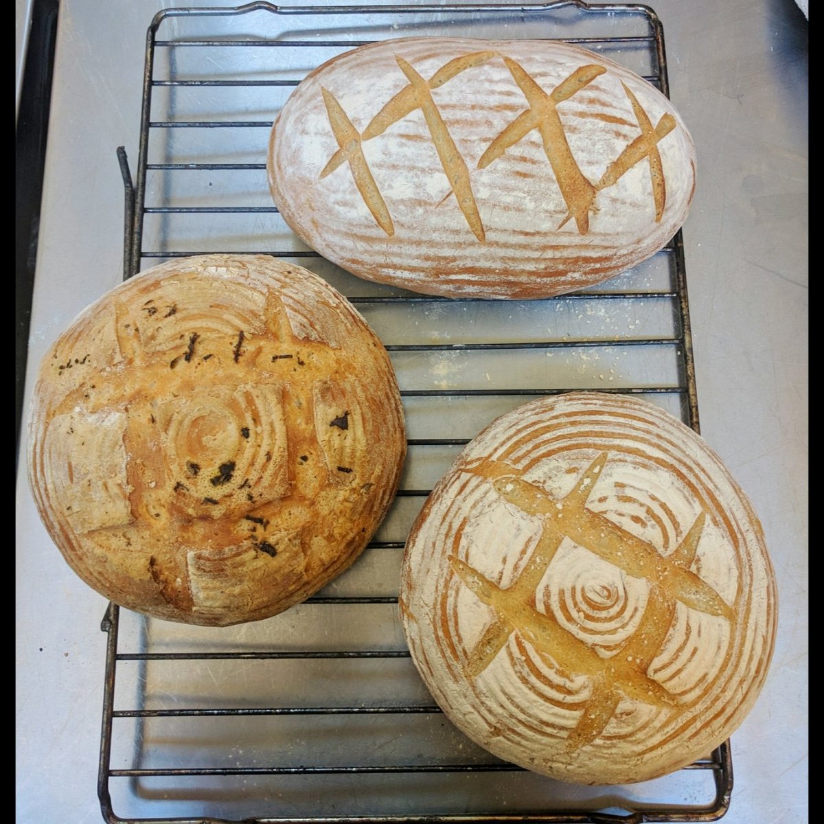 Some of the beautiful breads made by my students today in my artisan bread making course. So proud of everyone that came.. every single loaf was absolutely excellent! #boreplace #organic #organicbread #adultlearning #cheftraining #kent