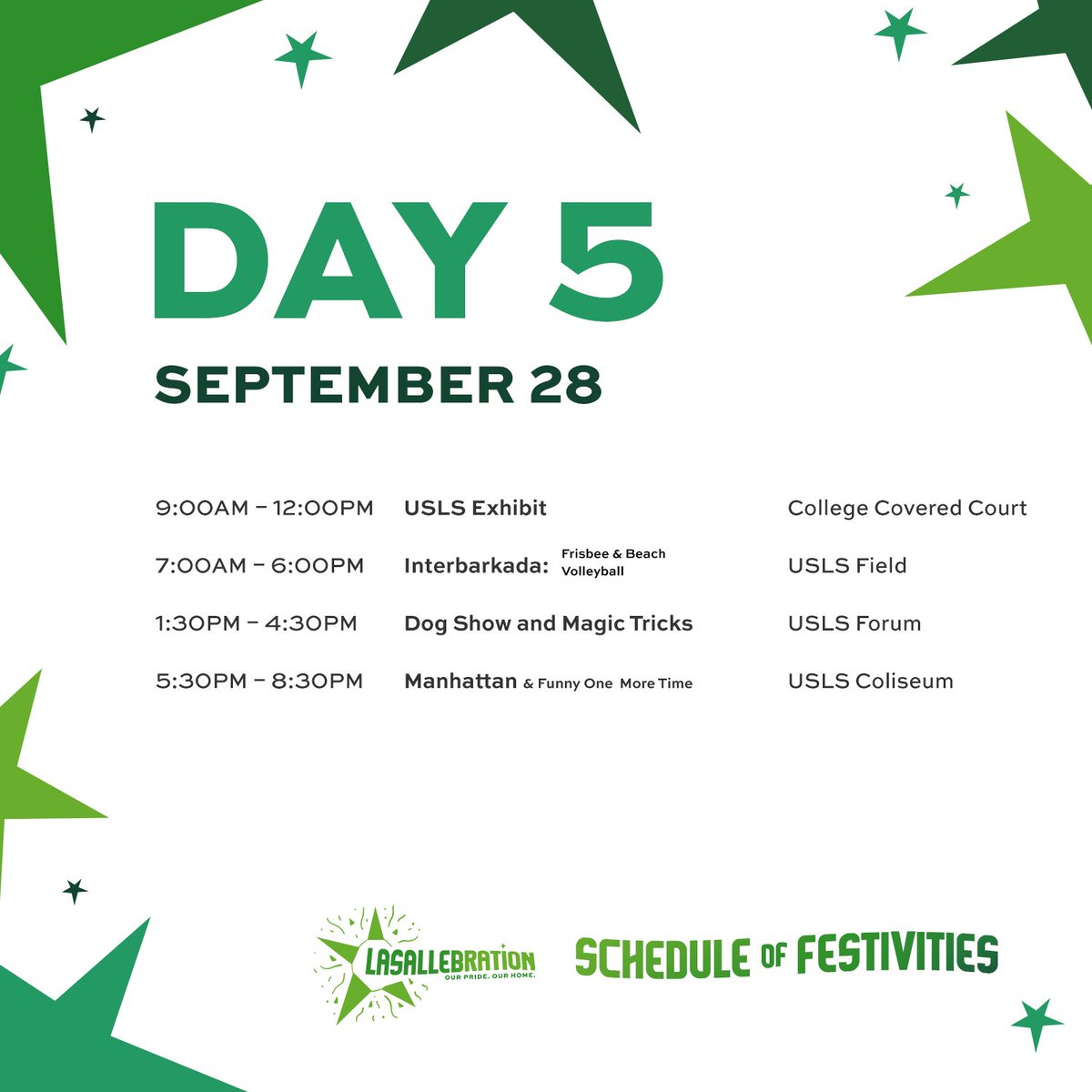 lasallebcd's tweet photo. DAY 5

Who's ready for #LASALLEBRATION? Stay updated and check out the schedule of activities for Lasallian Week 2018 provided by your University Student Government. #animolasalle #lasallianweek #lweek #usls https://t.co/3HDFKm7STG