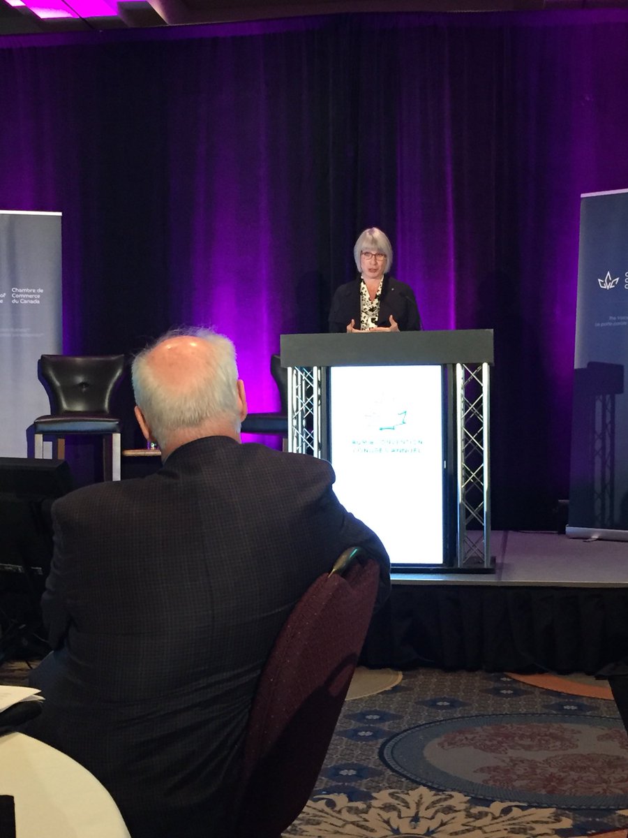 CdnChamberofCom's tweet photo. Thank you Minister @PattyHajdu for speaking to our delegates at our #CCCAGM18 breakfast this morning regarding the importance of an #InclusiveGrowth workforce. https://t.co/HaQ8q3JfHp