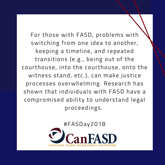 CanFASD's tweet photo. #FASDay2018 Fact #22: For those with FASD, problems with switching from one idea to another, keeping a timeline, and repeated transitions can make justice processes overwhelming. For more information: https://t.co/jI9Wuxrxs7 https://t.co/CBJgcsiBRx