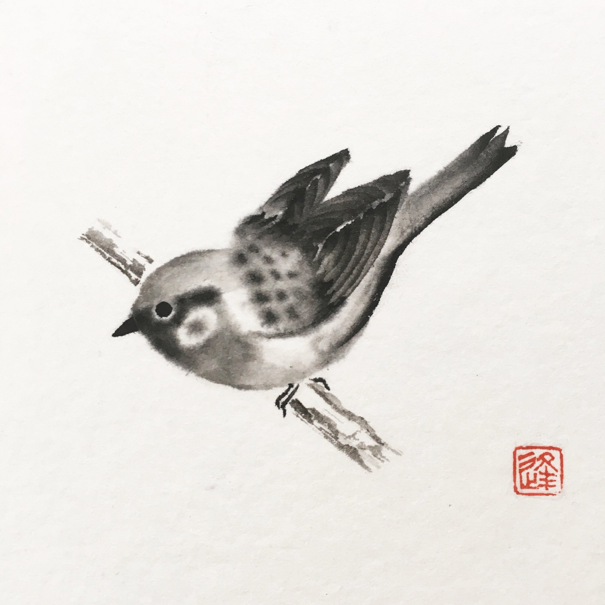 逢香 Ouka 水墨画のスズメを描いてみました 自分がかわいいと思うスズメを描くと 我ながらやっぱりかわいい 鳥を見ると元気になります T Co Irvxijfw4b Twitter