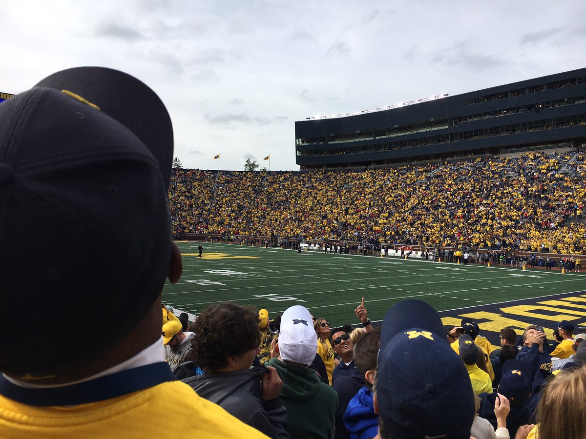 UMFootball7's tweet photo. Didn't tweet at all yesterday but that's because I got to see yesterday's massacre live. Great win. On to Northwestern. Go Blue! https://t.co/xEWjeEfOh6