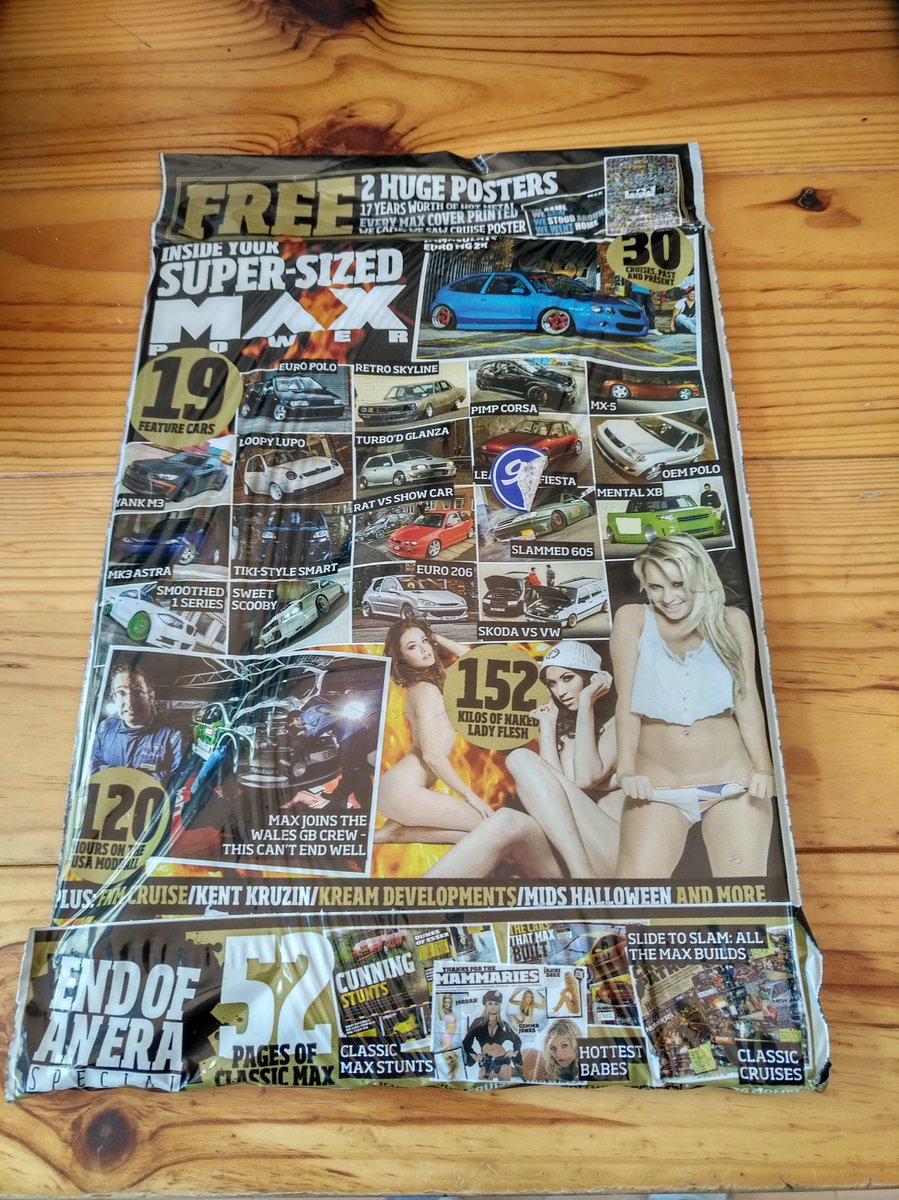 Hishine01's tweet image. Now there&apos;s a blast to the past, Just found the final edition ever of Max Power unopened in my old collections of magazines. #MaxPower #CarTuning #Modifying #Halfords #Cruising  #PinkOrBrown 😉