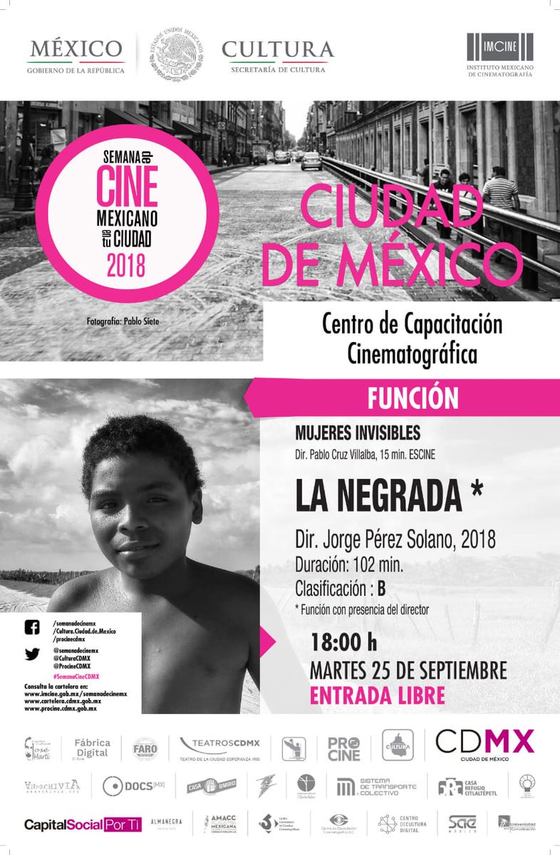 CCCMexico's tweet photo. #Agéndalo

@semanadecinemx @ProcineCDMX en #elCCC
Martes 25 de septiembre
18:00h Entrada Libre

"La Negrada" de Jorge Pérez Solano

Una película sobre la comunidad afroamericana en Oaxaca
Asómate https://t.co/4gAALAynww https://t.co/MZnhVucMml