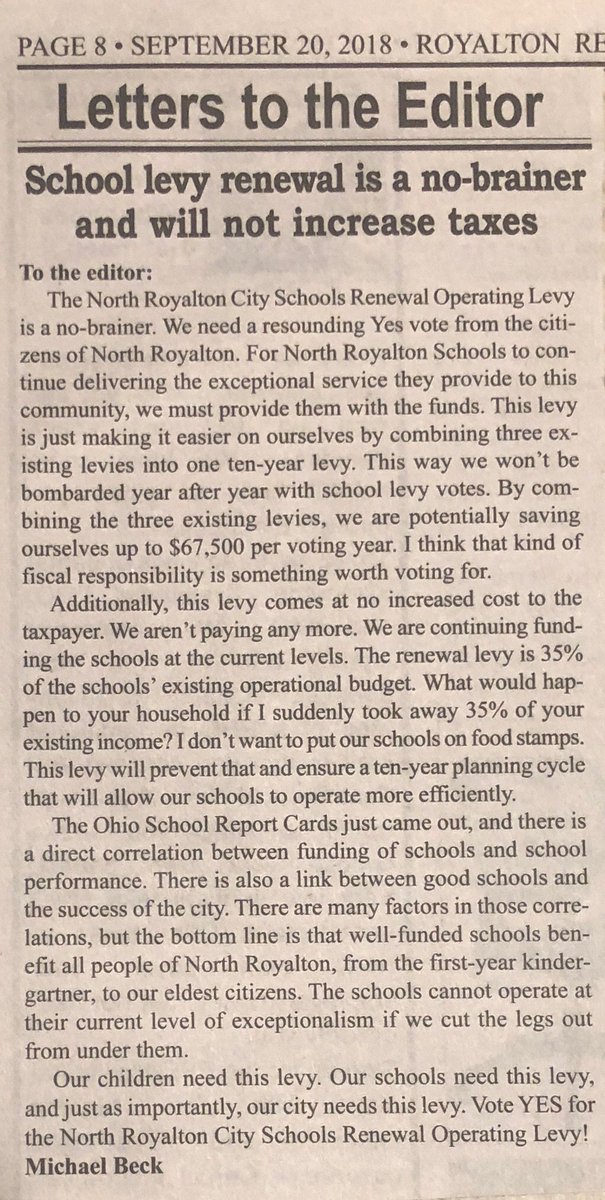 NRKidsFuture's tweet photo. Well said!! Vote YES on Issue 6!! https://t.co/rWIxZfNnBb