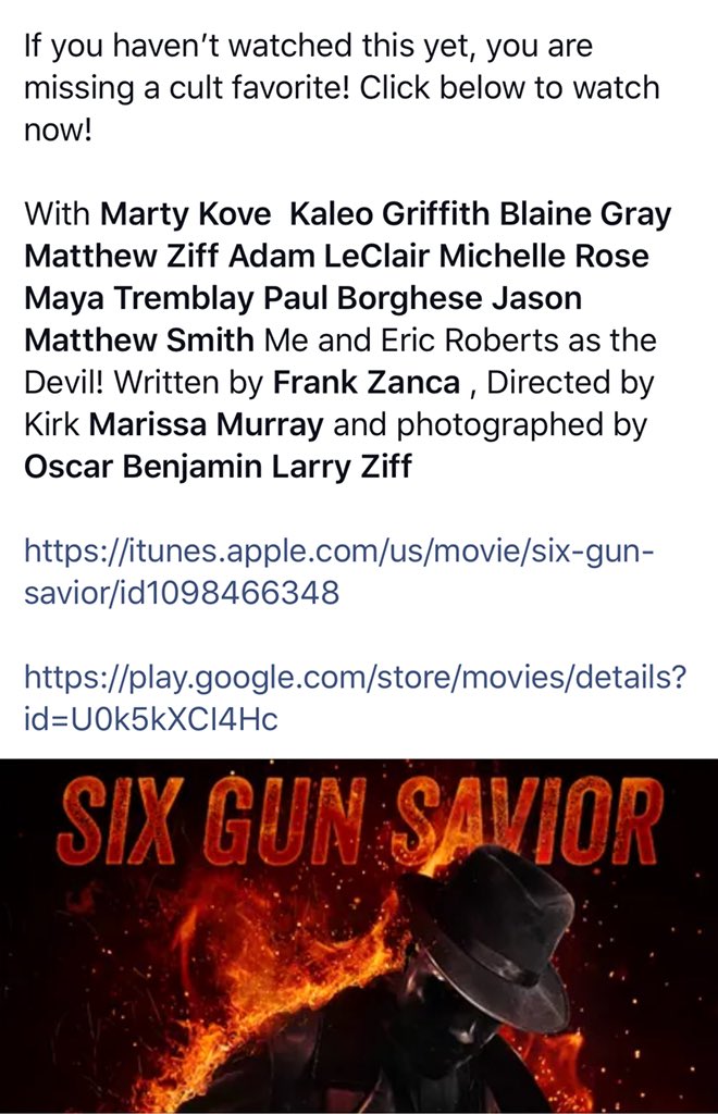 LorraineZiff's tweet photo. #sixgunsavior #movie #cult #favorite #watchitnow https://t.co/zuMuXwnw8R… @MartinKove @EricRoberts @blainegray @matthewziff @TheMeShellShow https://t.co/3SLqM4fUBd… https://t.co/j7dqrPeQg8