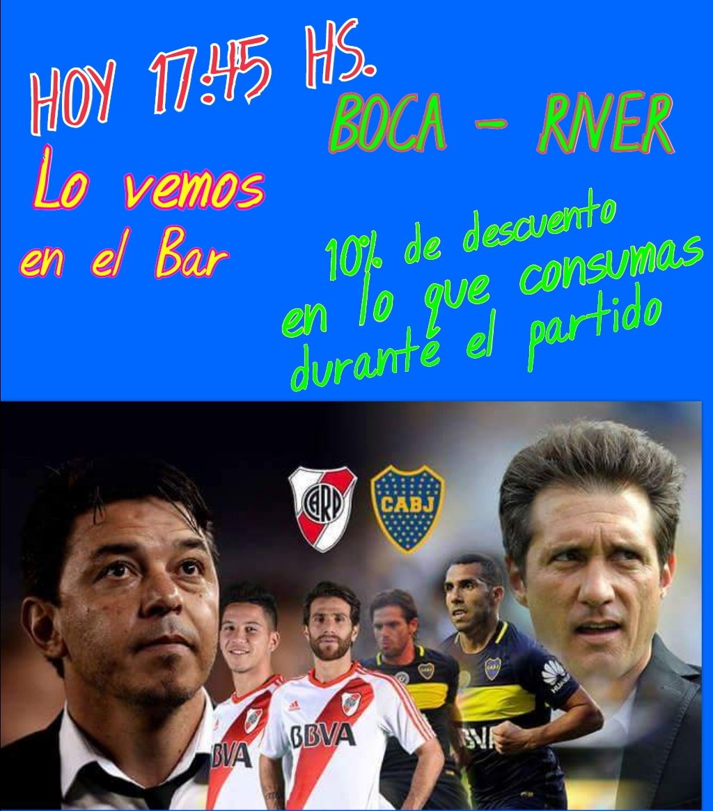 DesigualBar's tweet photo. El super clasico lo vemos en Desigual!!! 
Te esperamos !!! https://t.co/aVq3HNlAFe