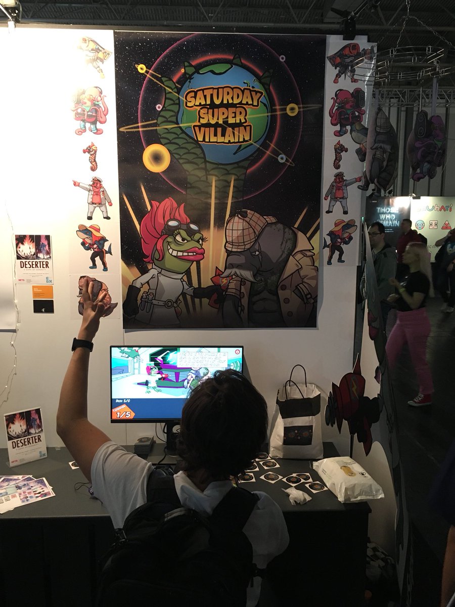 SVillainGame's tweet photo. It’s almost done! Come over while you still have the chance! I’m an amazing #cardbattlegame #SaturdaySupervillain ftw #egx #egx2018 #egx18 #gamecon https://t.co/xkFYLHJC0M