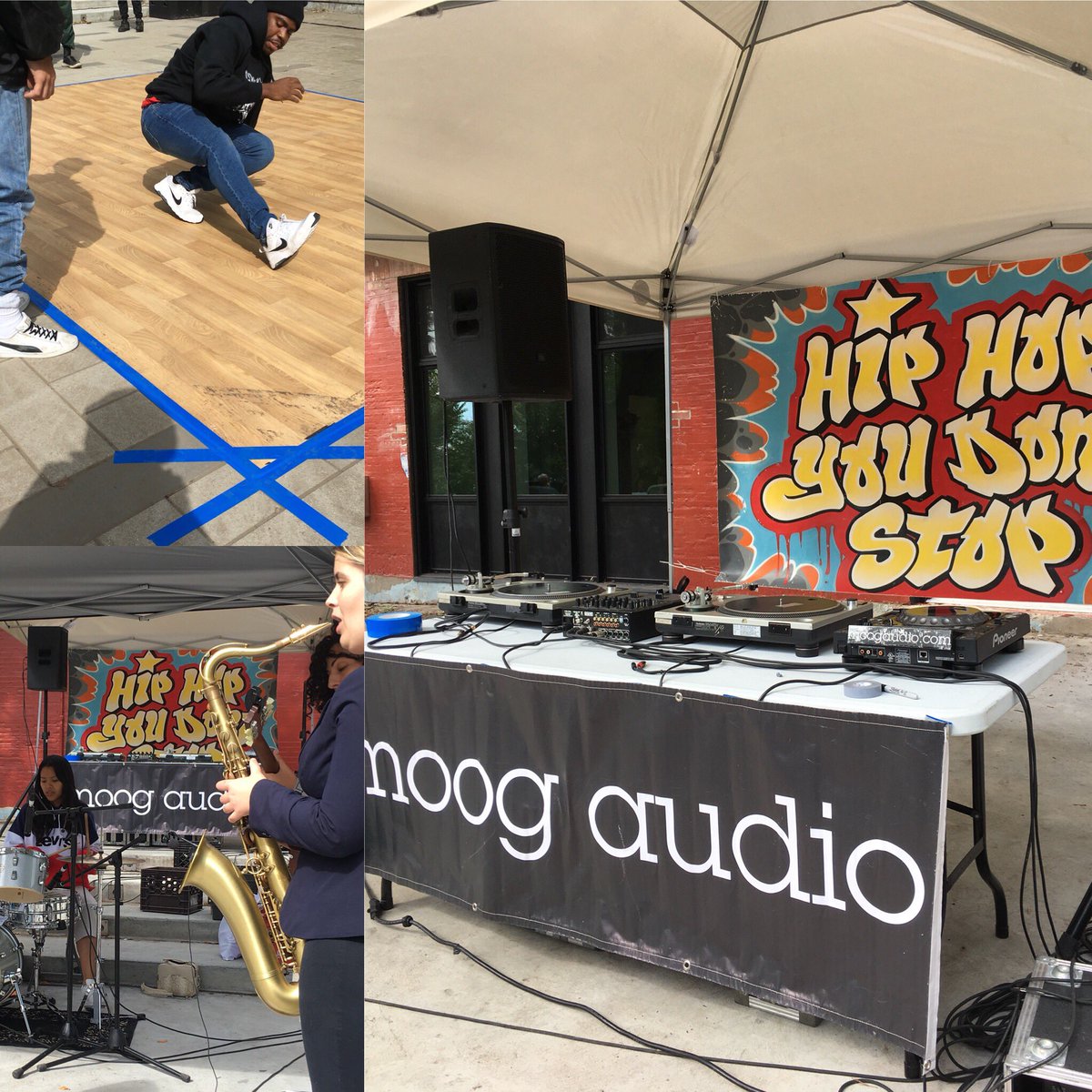 fieldingwalkley's tweet photo. Sound check in’ - dance floor testing - The party starts at noon! #hiphopyoudontstop - Sunday scratch session, graffiti competition, breakdance &amp; hip hop dance contest, barber face-off etc... And as if that wasn’t enough, #hhyds #hhyds2018 @PrevCDNNDG  #bboy #bgirl #hiphop #ndg https://t.co/yOk60JPmG7