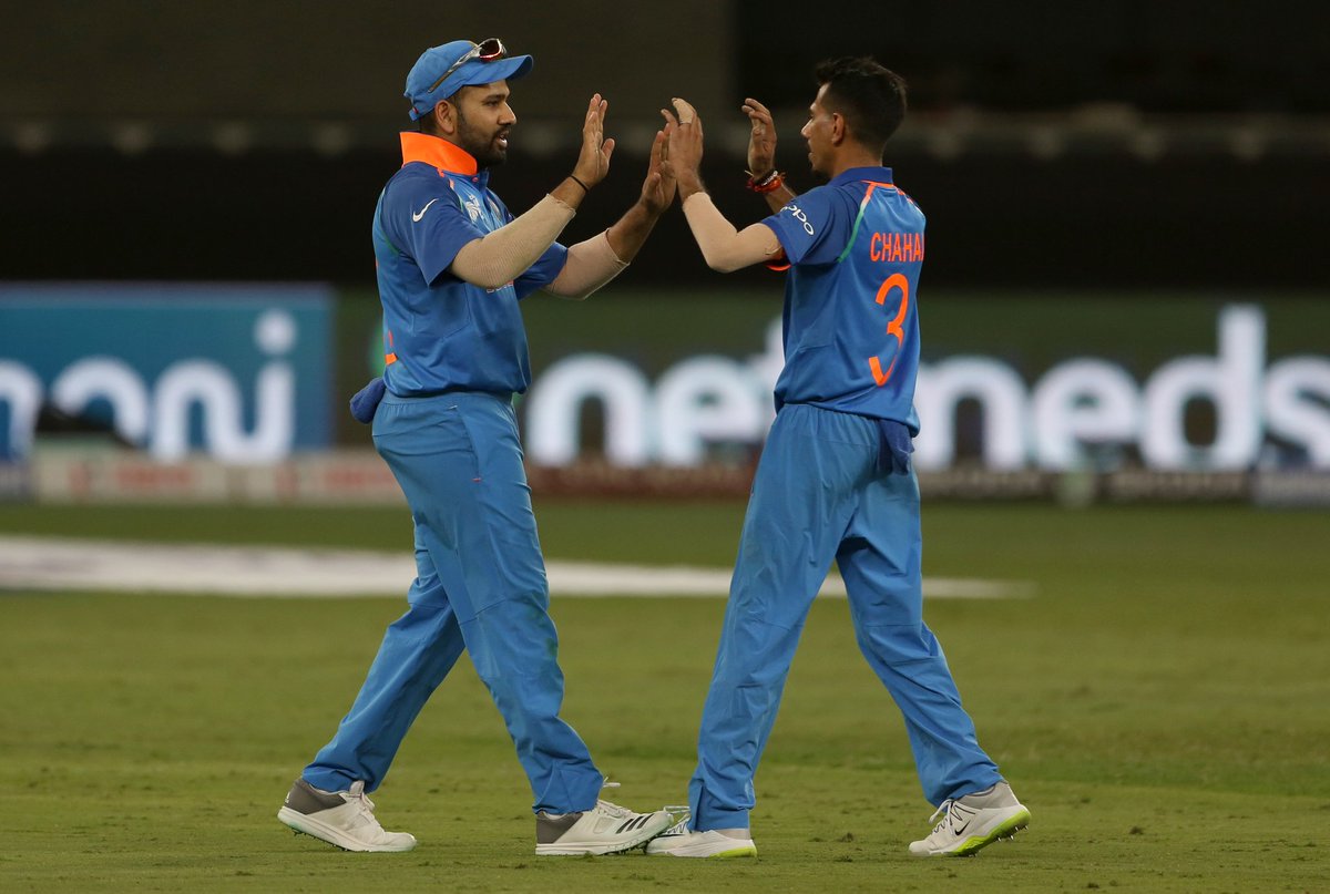 BCCI's tweet photo. 50 ODI wickets for @yuzi_chahal 
Congratulations 👌🏻🤙🏻👏 #TeamIndia #AsiaCup #INDvPAK https://t.co/IiTCwnwGCk