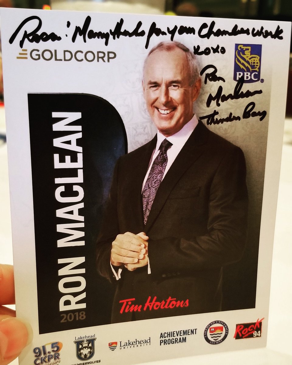 rosacarl01's tweet photo. I couldn't go to the @LakeheadAlumni event to meet @RonMacLeanHTH this weekend because I'm taking part in the #cccagm18, so I jokingly said to Aileen to get his autograph for me. This is even better! So awesome! Thanks Ron!

And thanks Aileen for remembering! https://t.co/v2eLch3o0m