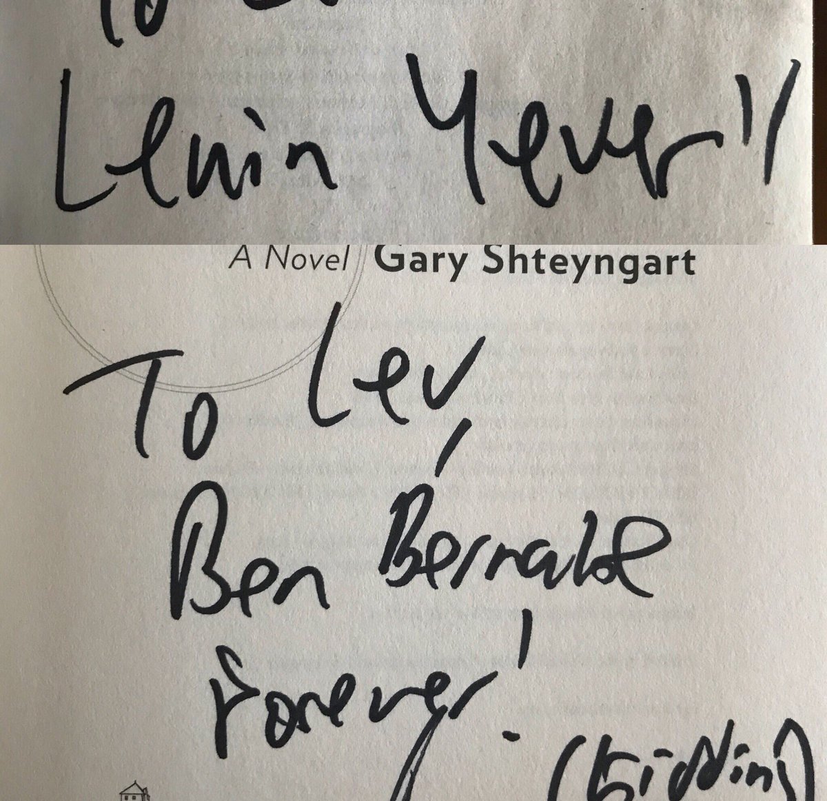 levkalmens's tweet photo. @Shteyngart set a trend in signing my copies of his books. 

Lenin 4ever (Little Failure, 2014)
Ben Bernanke Forever (Lake Success, 2018) https://t.co/G0Khw4XTrl