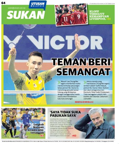 Utusan Malaysia On Twitter Teman Beri Semangat Sukan Utusan Malaysia 24 09 2018 Sukan Bolasepak Badminton