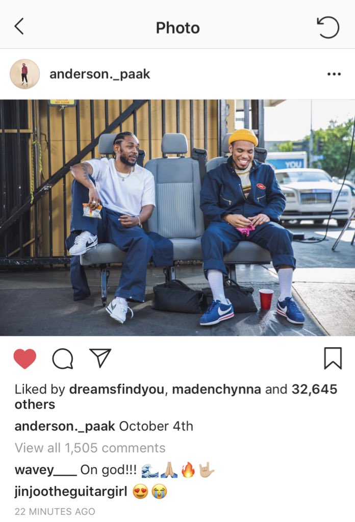 yoyotrav's tweet photo. New Anderson Paak + Kendrick Lamar on October 4th. This will be absolute fire! https://t.co/2uKOx2ZEGS