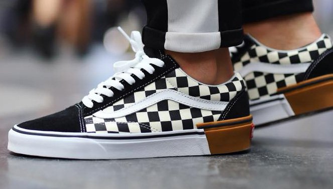 vans old skool checkerboard gum block