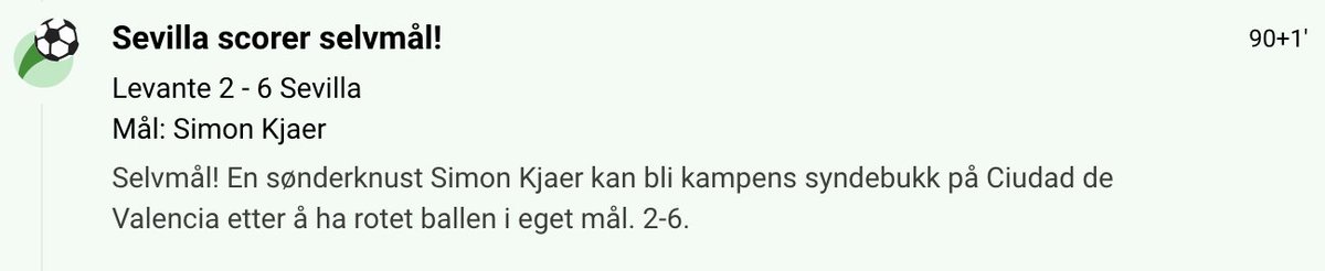 Sønderknust syndebukk i 6-2-seier. Det er notert.