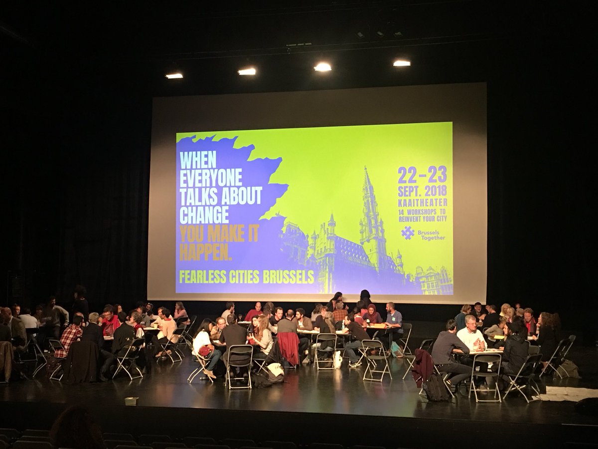 BComuGlobal's tweet photo. Final plenary of @fearlessbxl to put an end to weekend full of inspiration  for democratic and bottom-up change to be happening in #Brussels and other #FearlessCities all around #Europe https://t.co/Va5WsJL2JU