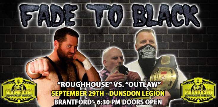 MCWBrantford's tweet photo. Match 4!!! @OfficialMCW1 Champion @outlawscott goes to war for round 3 with @UpWitMiniskirts!!!!! #Brantford #MainEventAction #Sept29th #FadeToBlack https://t.co/gPU3Oy0HyN