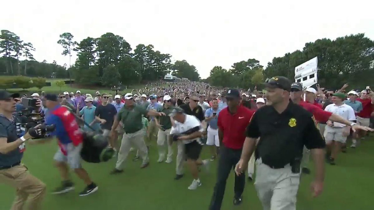 THIS IS AMAZING! Like a scene from a movie.
Fans in Atlanta chant βTiger! Tiger! Tiger!β as he walks towards the 18th green.
After a 1,876 day wait, Tiger Woods has won a PGA Tour event. His 80th.
π
π
π