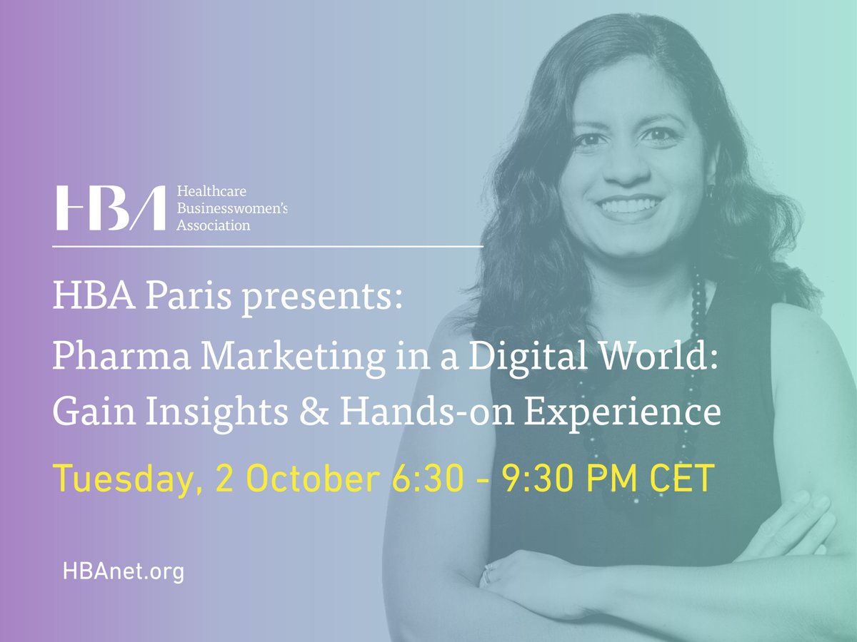 SurayyaTaranum's tweet image. #HBAParis is pleased to invite you to their &apos;Pharma Marketing in a Digital World&apos; event on 02 October, featuring a primer on digital marketing concepts &amp;amp; an online simulation challenge for hands-on training! 
Register here: bit.ly/18PAR1002 
@hbanet_eur @HBAnet #HBAImpact