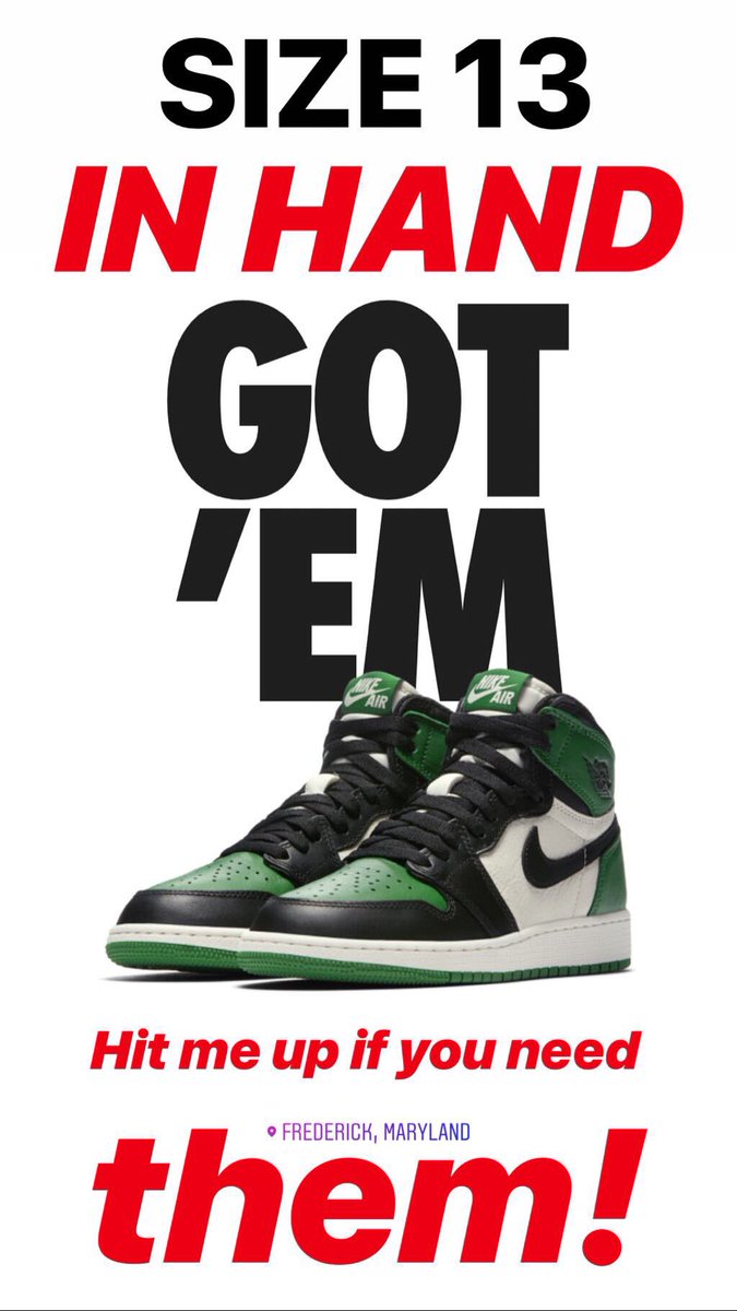 jordan 1 pine green size 13